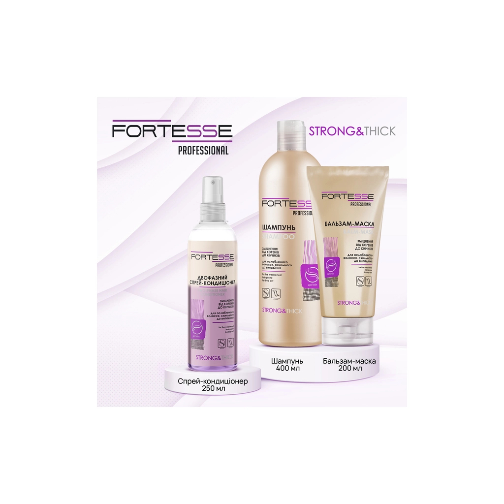 Кондиціонер для волосся Fortesse Professional Strong & Thick Двофазний зміцнювальний Для ослабленого волосся 250 мл (4823115501554) - зображення 6