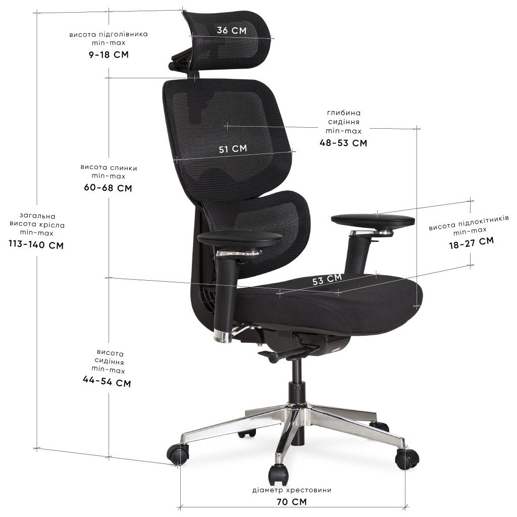 Офісне крісло Mealux D2 Air Fabric Black (HF-D2 F/B) - зображення 10