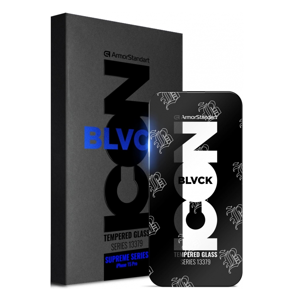 Скло захисне Armorstandart Supreme Black Icon 3D Apple iPhone 15 Pro Black (ARM68223) - зображення 1