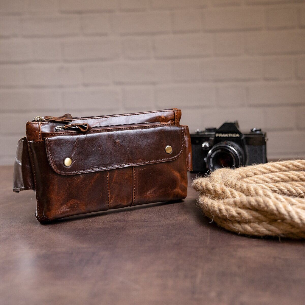 Сумка Vintage Поясна чоловіча Коричнева (14815) - зображення 6