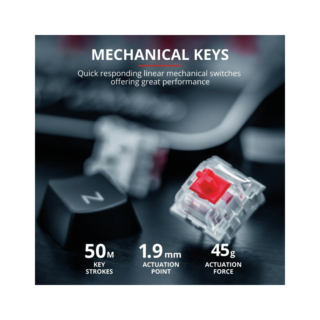 Клавіатура Trust GXT877 Scarr Mechanical RU Cherry MX Red USB (23723) - зображення 9