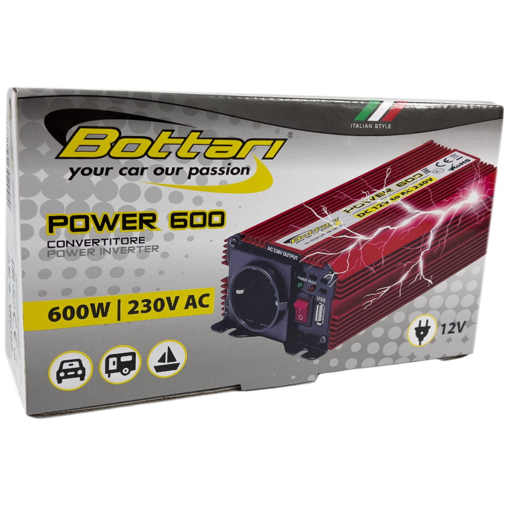 Автомобільний інвертор Bottari DC 12V - AC 230V 600W "POWER-600" (30200-IS) - зображення 8