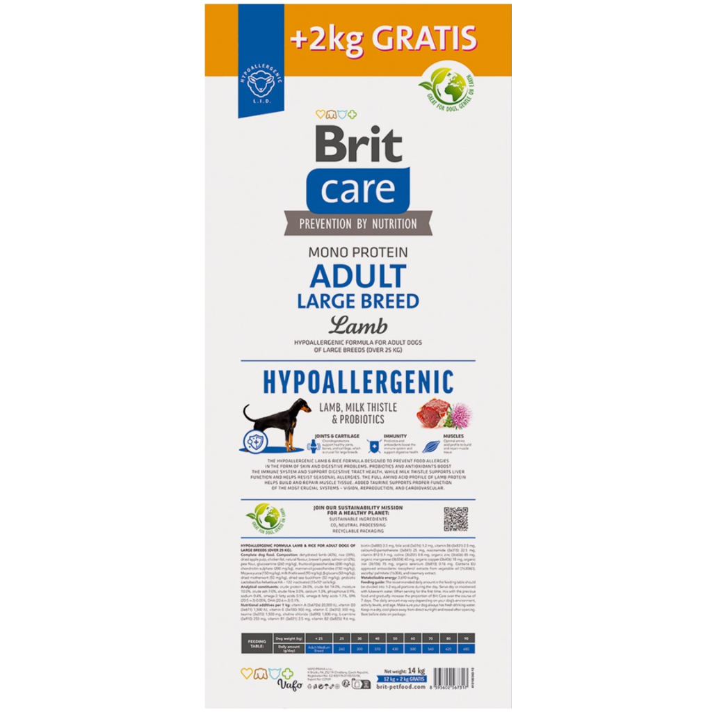 Сухий корм для собак Brit Care Dog Hypoallergenic Adult Large Breed з ягням 12+2 кг (8595602567317) - зображення 2