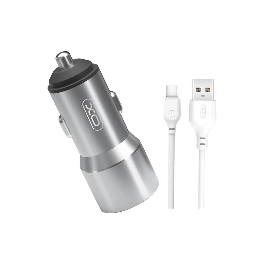 Зарядний пристрій XO TZ09 2.4A/2 USB + cable Type-C Grey (XO-TZ09T-GR) - зображення 1