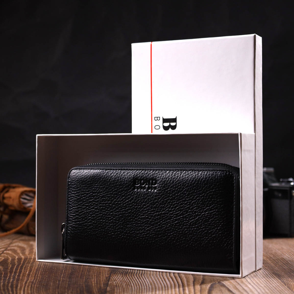 Гаманець Bond Accessories З двома відділеннями із натуральної шкіри Чорна (22027) - зображення 10