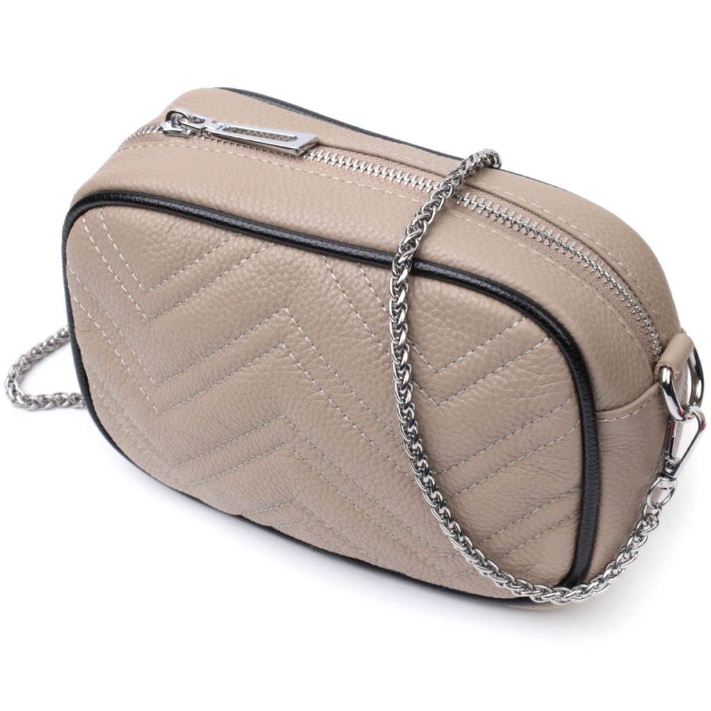 Сумка Vintage Жіноча вечірня на ланцюжку з натуральної шкіри Бежева (22381) - зображення 1