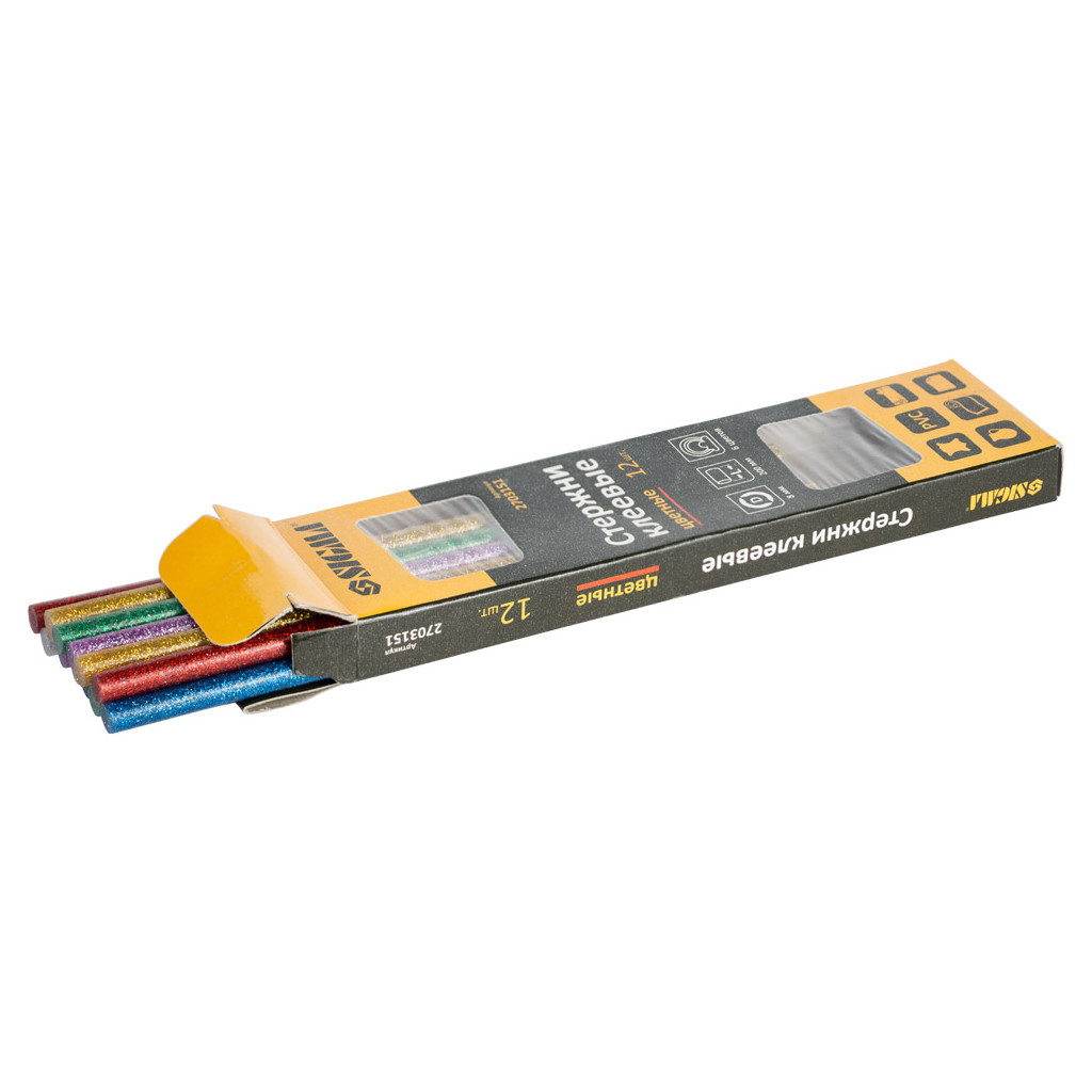 Клейові стержні Sigma 8x200мм 12шт 0.2кг (кольорові) (2703151) - изображение 1