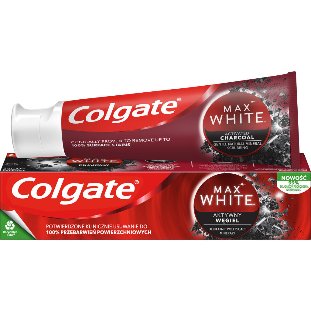 Зубна паста Colgate Max White Charcoal Optic White Відбілювальна з вугіллям 75 мл (8718951250017) - зображення 1