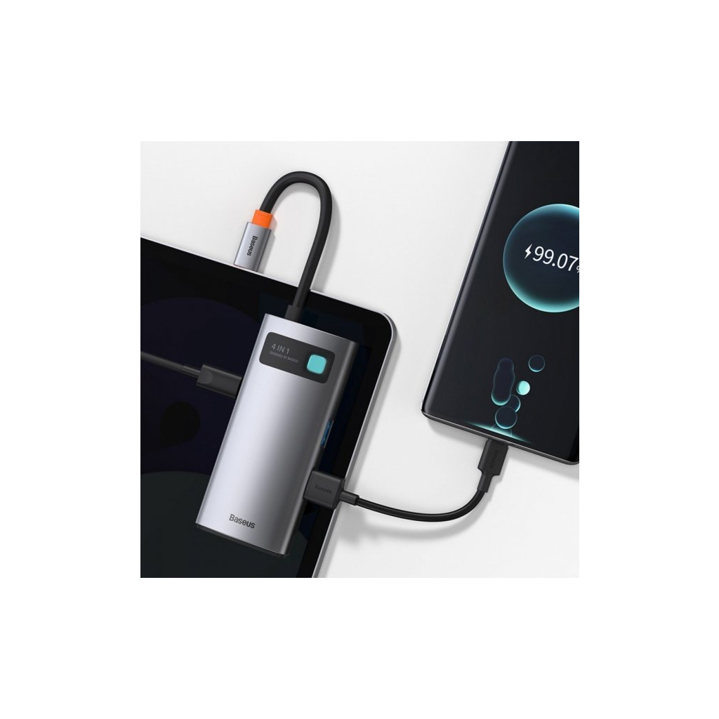 Концентратор Baseus Metal Gleam Series 4-in-1 Multifunctional Gray (CAHUB-CY0G) - зображення 4