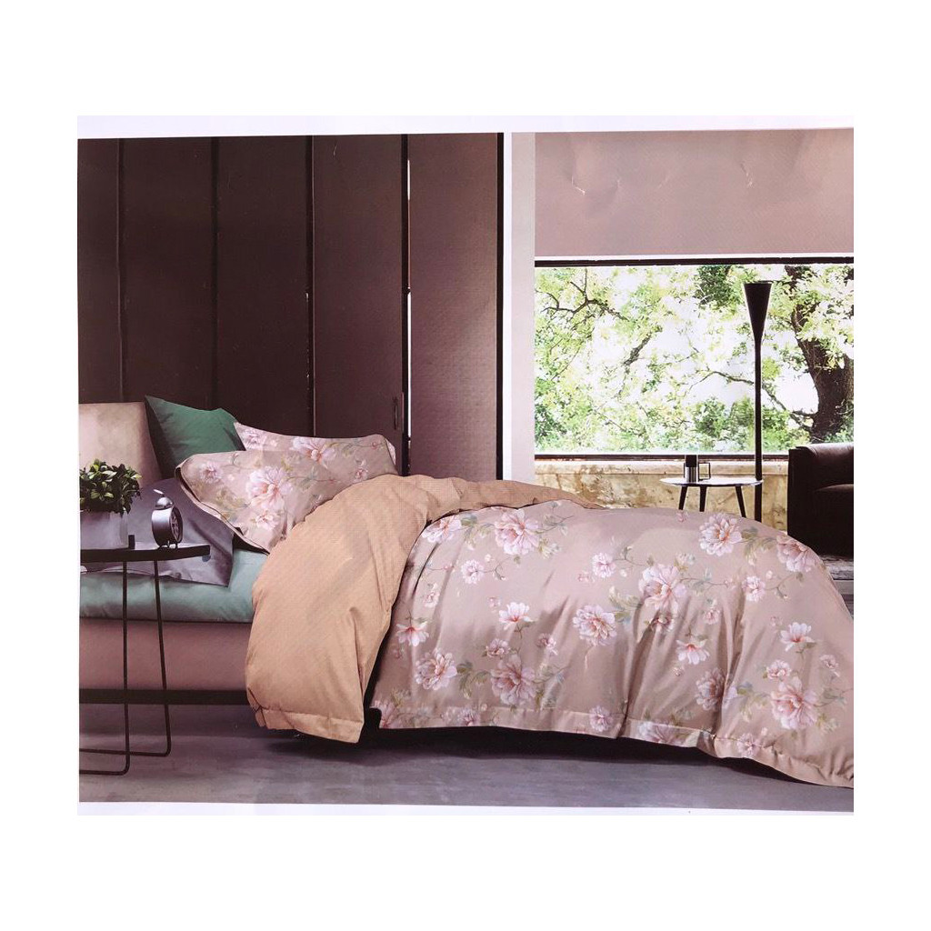 Постільна білизна ШЕМ Royal Satin Беж-айстра євро 200х220 (0743беж-айстра) - зображення 1