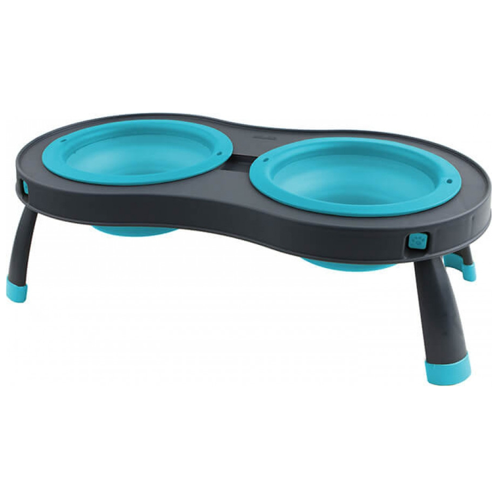 Посуд для собак Dexas Миска подвійна на складній підставці-велика 600 мл блакитна (0084297306892) - изображение 1