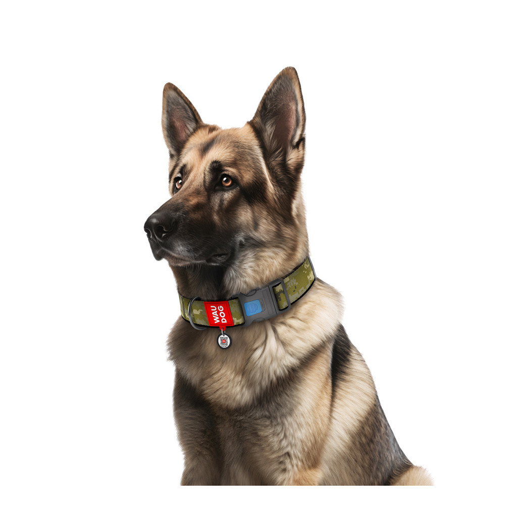 Нашийник для тварин WAUDOG Nylon з QR паспортом "Мілітарі" пластиковий фастекс XXL (284-4026) - зображення 3
