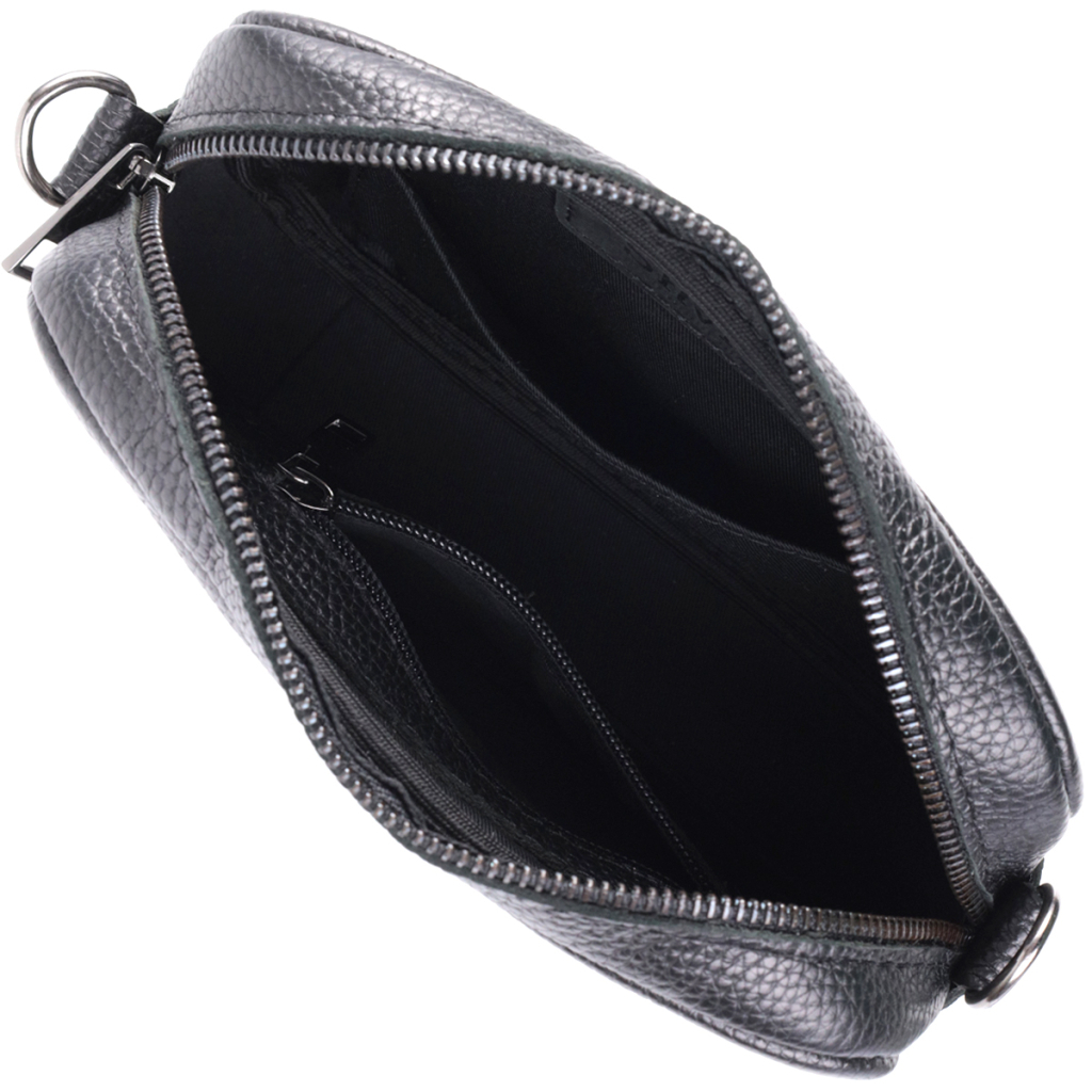 Сумка Shvigel Крос-боді з зернистої натуральної шкіри Чорна (22842) - зображення 7