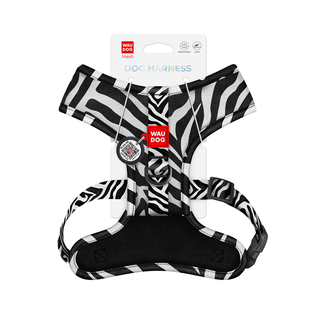 Шлея для собак WAUDOG Mesh дихаюча з QR адресником "Зебра" XS (232-0055) - зображення 3