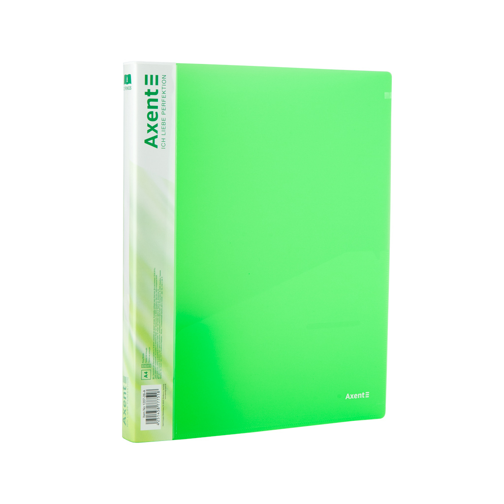 Папка на кільцях Axent А4 з 2-ма кільцями 700 мкм 25 мм Прозора зелена (1207-26-A) - изображение 1