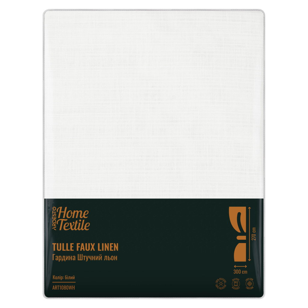 Штора Ardesto Гардина штучний льон 100% поліестер 300х270 см, білий (ART1080WH) - зображення 5