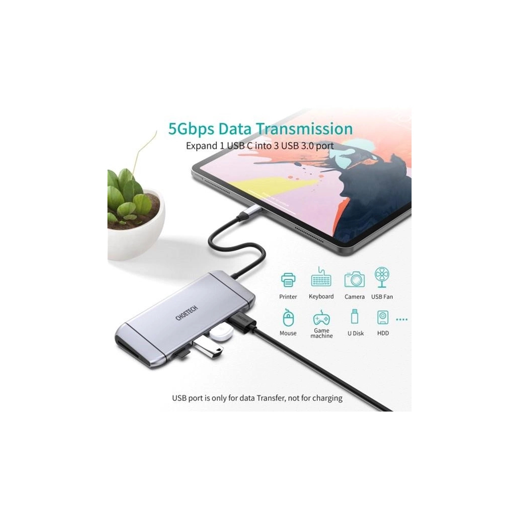 Концентратор Choetech USB-C 9-in-1 (HUB-M15-GY) - изображение 9
