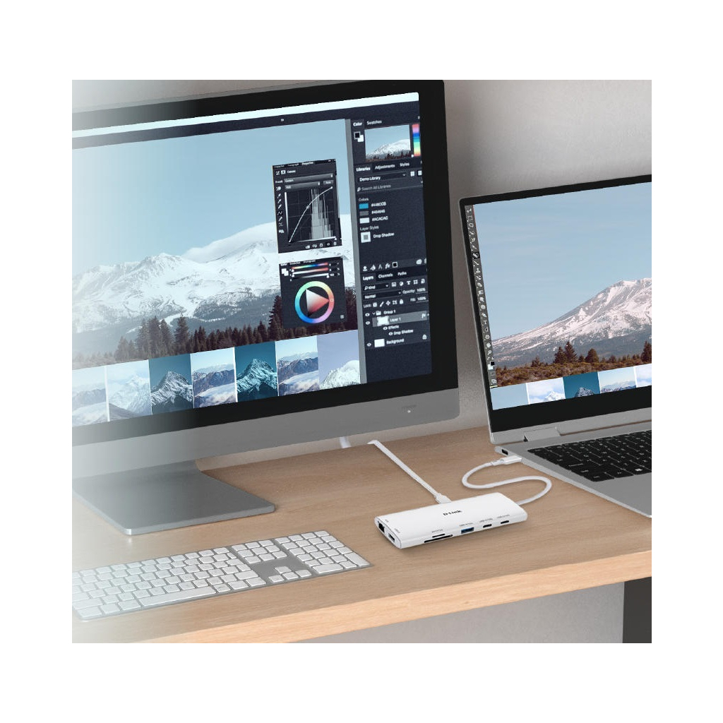 Концентратор D-Link USB-C 10-in-1 2xHDMI + 1xRJ45 1000Mbps + 2xUSB-C + USB 3.1 + USB 3.0 + SD + TF silver (DUP-A01) - зображення 3