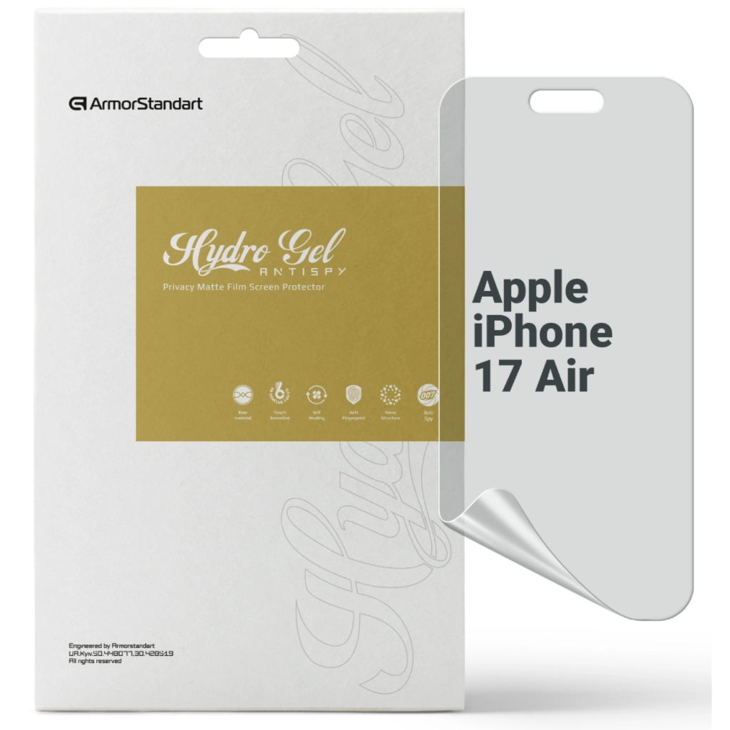 Плівка захисна Armorstandart hydrogel Anti-spy Apple iPhone 17 Air (ARM86182) - зображення 1