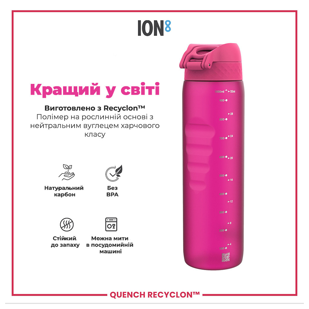 Пляшка для води ION8 OneTouch 1000 мл BPA Free, Pink (I8RF1000PIN) - зображення 6