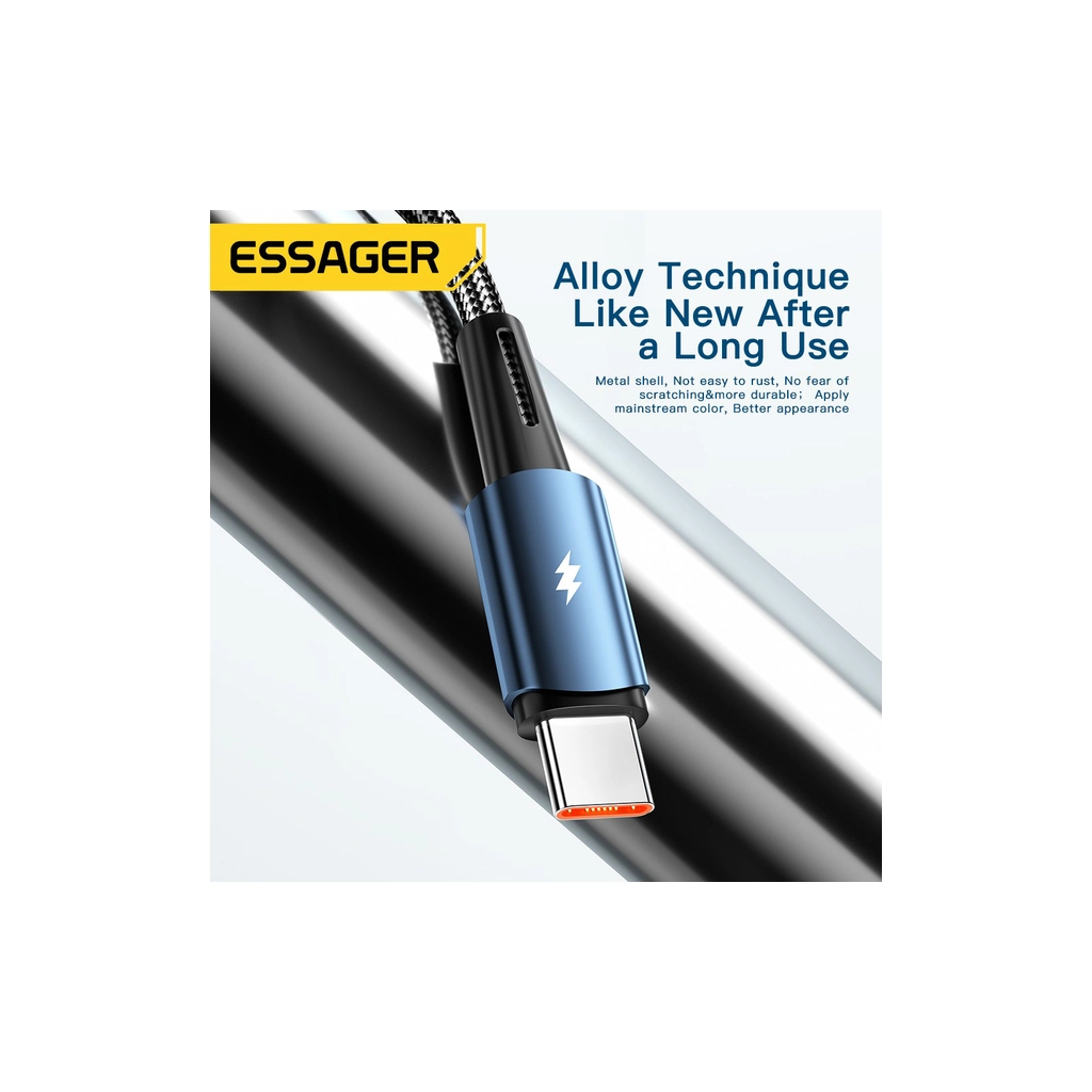 Дата кабель USB 2.0 AM to USB-C 1.0m 120W blue Essager (EXC120-CG03-P) - picture 4