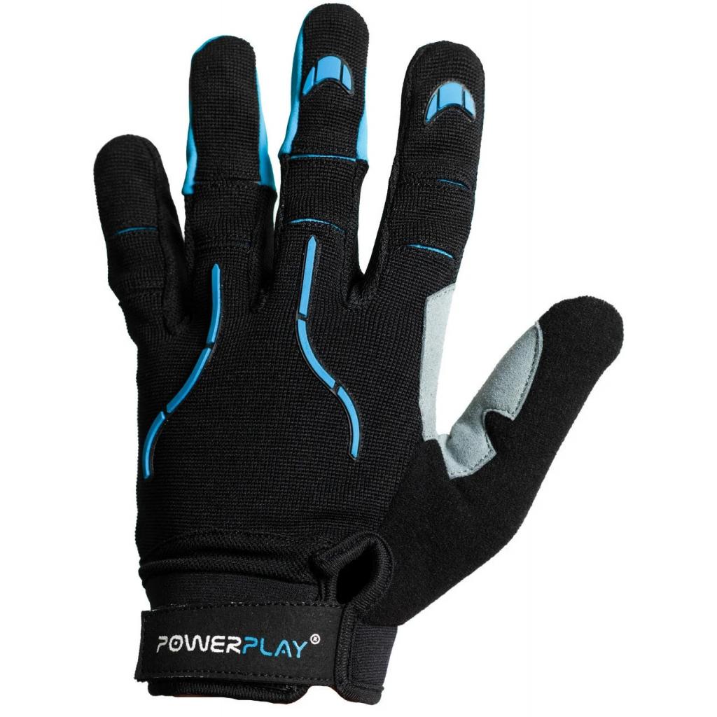 Велорукавиці PowerPlay 6662 Black/Blue M (PP_6662_M_Cyan) - зображення 2
