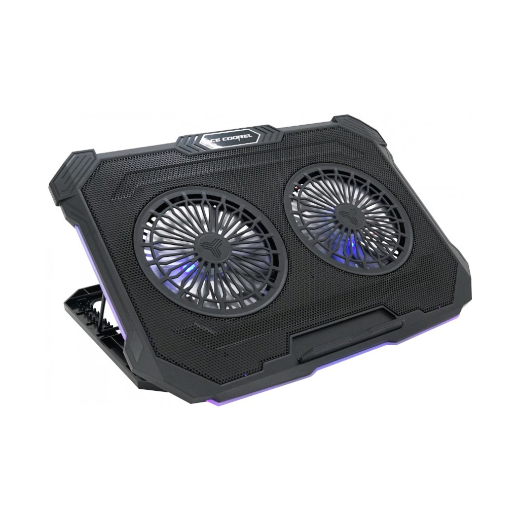 Підставка до ноутбука IceCoorel 10-17", 2*125mm 1200 RPM, 2*USB, 415x293x26.5mm, RGB (F8) - зображення 2