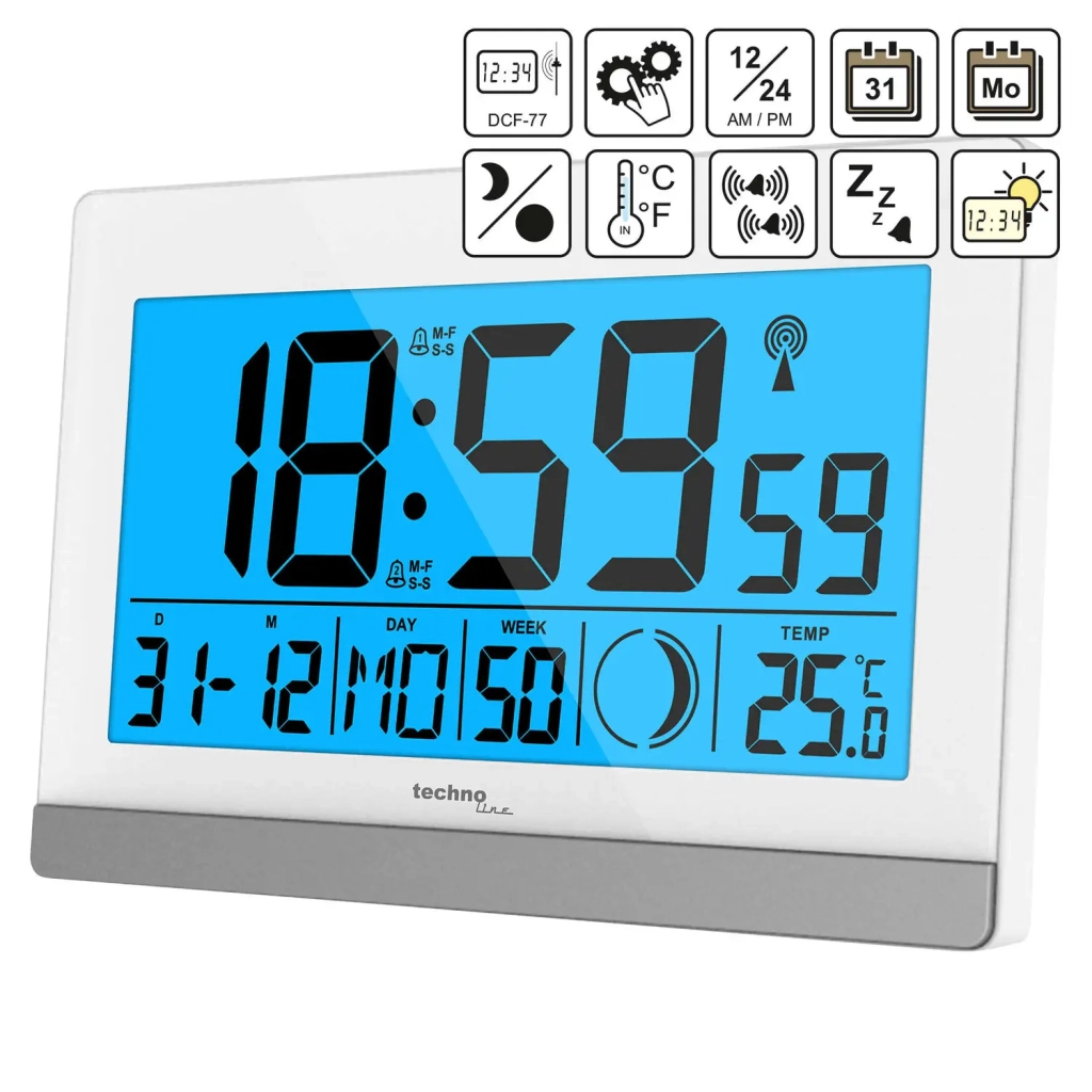 Настільний годинник Technoline WS8056 White/Silver (DAS301199) - зображення 2
