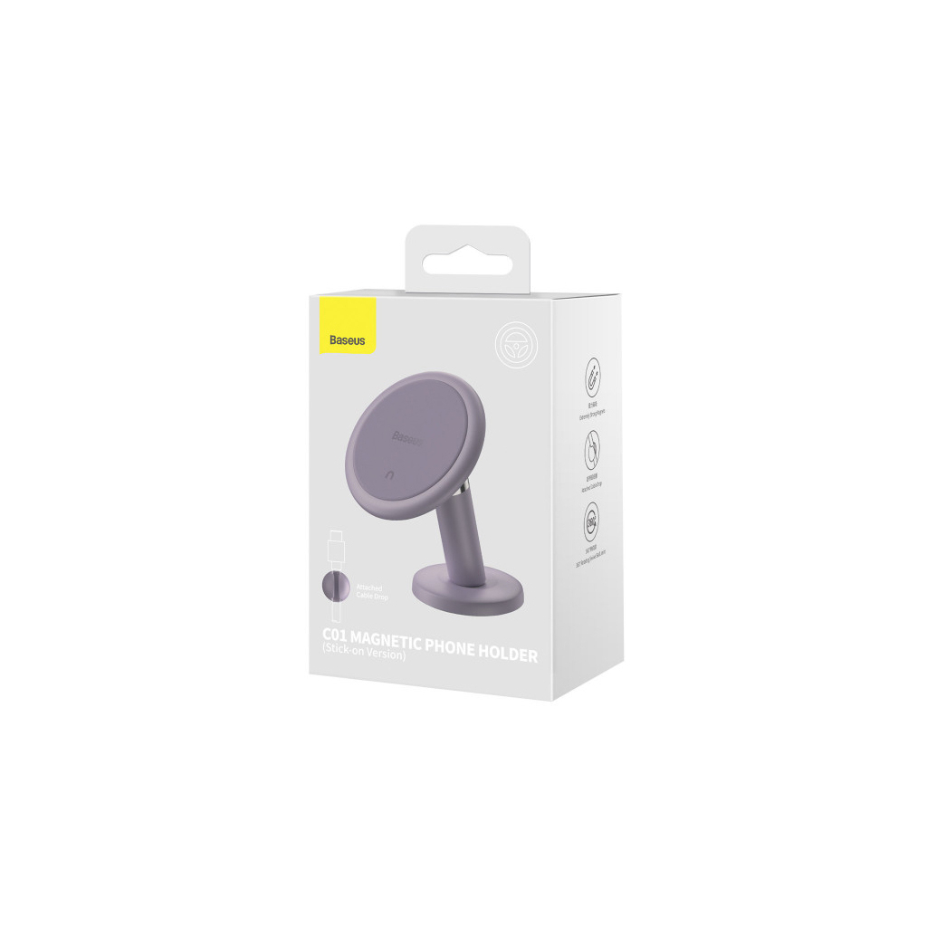 Універсальний автотримач Baseus Magnetic (клейка стртрічка) purple (SUCC000005) - изображение 7