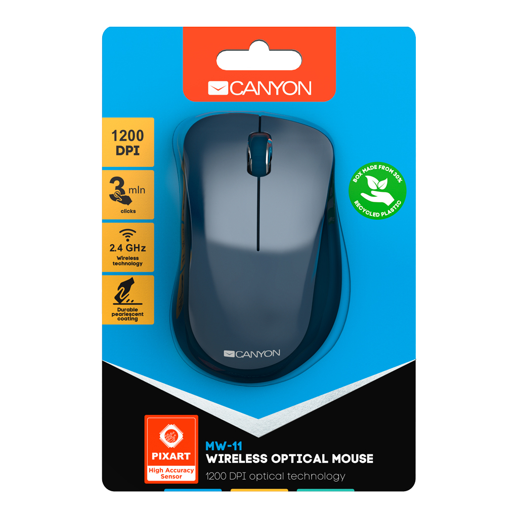 Мишка Canyon MW-11 Wireless Pixart Blue (CNE-CMSW11BL) - зображення 6
