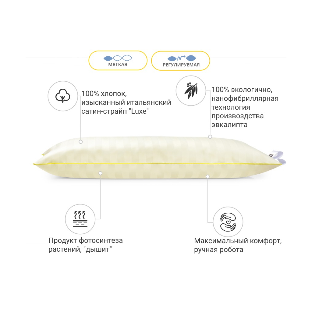 Подушка MirSon 1276 Carmela Hand Made з евкаліптом М'яка 40х40 см (2200003276299) - зображення 3