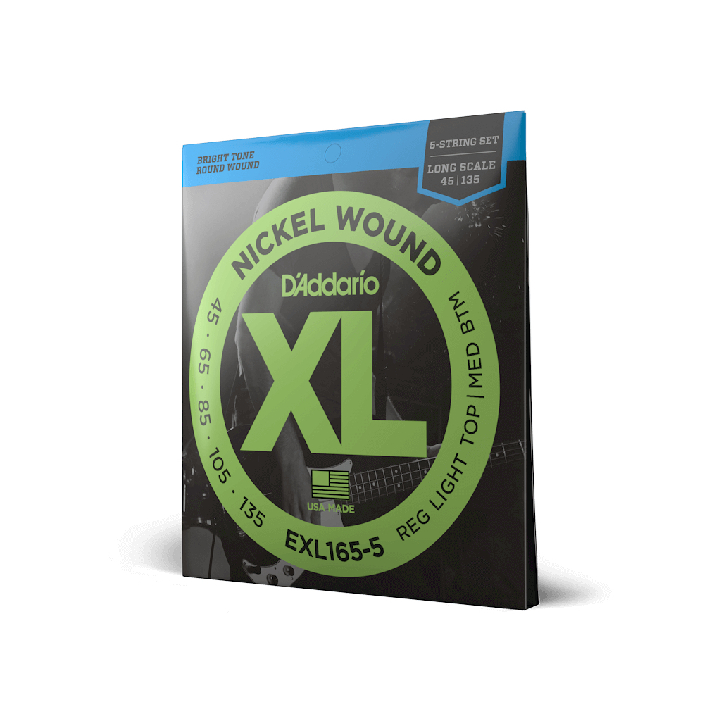 Струни для гітари D'Addario XL Nickel Wound Bass Reg Light Top / Med Bottom 5-String (45-135) (EXL165-5) - зображення 2