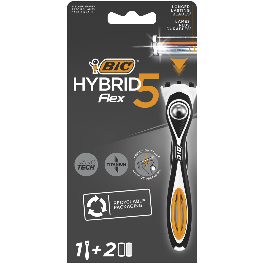 Бритва Bic Flex 5 Hybrid з 2 змінними картриджами (3086123644922) - зображення 1
