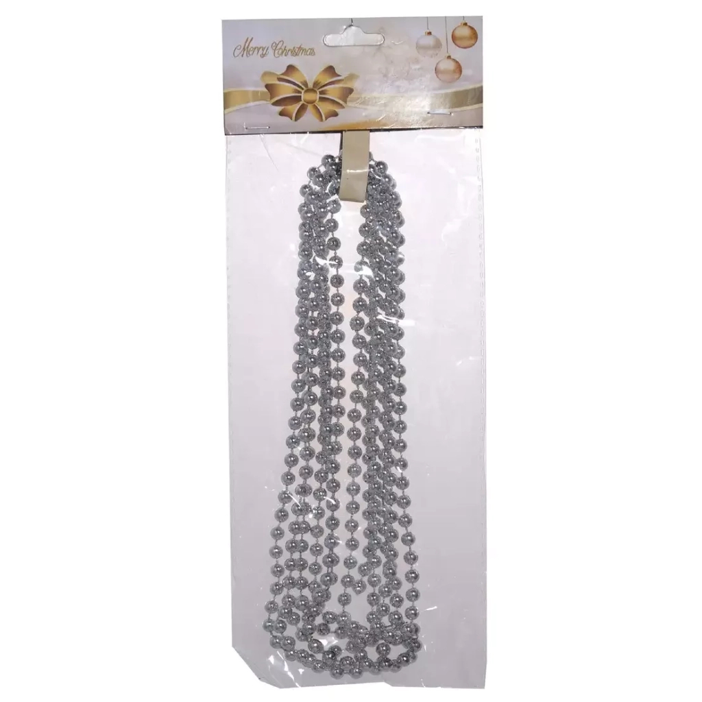Намисто на ялинку Chomik 2.7м 6 мм, пластик, сріблястий (5901292658502_1) - зображення 1