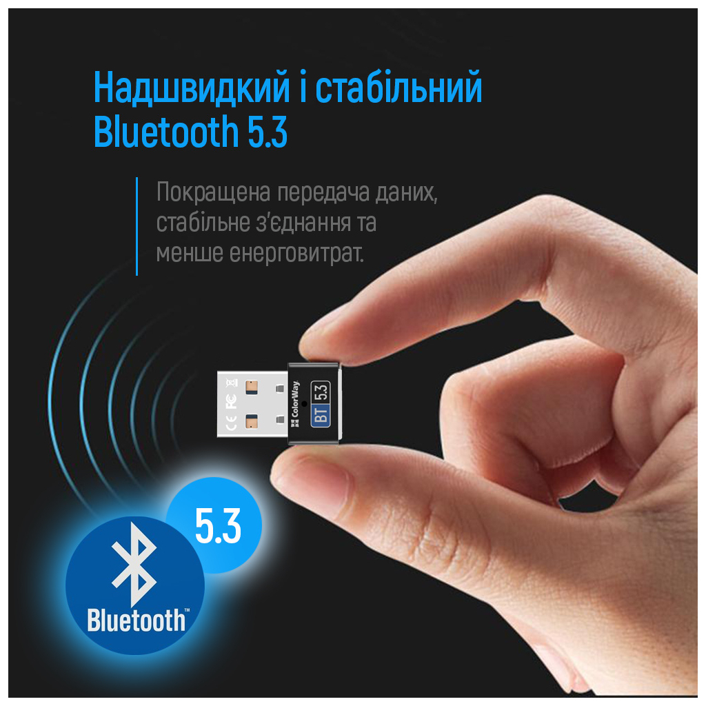 Bluetooth-адаптер ColorWay BT 5.3 (CW-AD-BT53) - зображення 7
