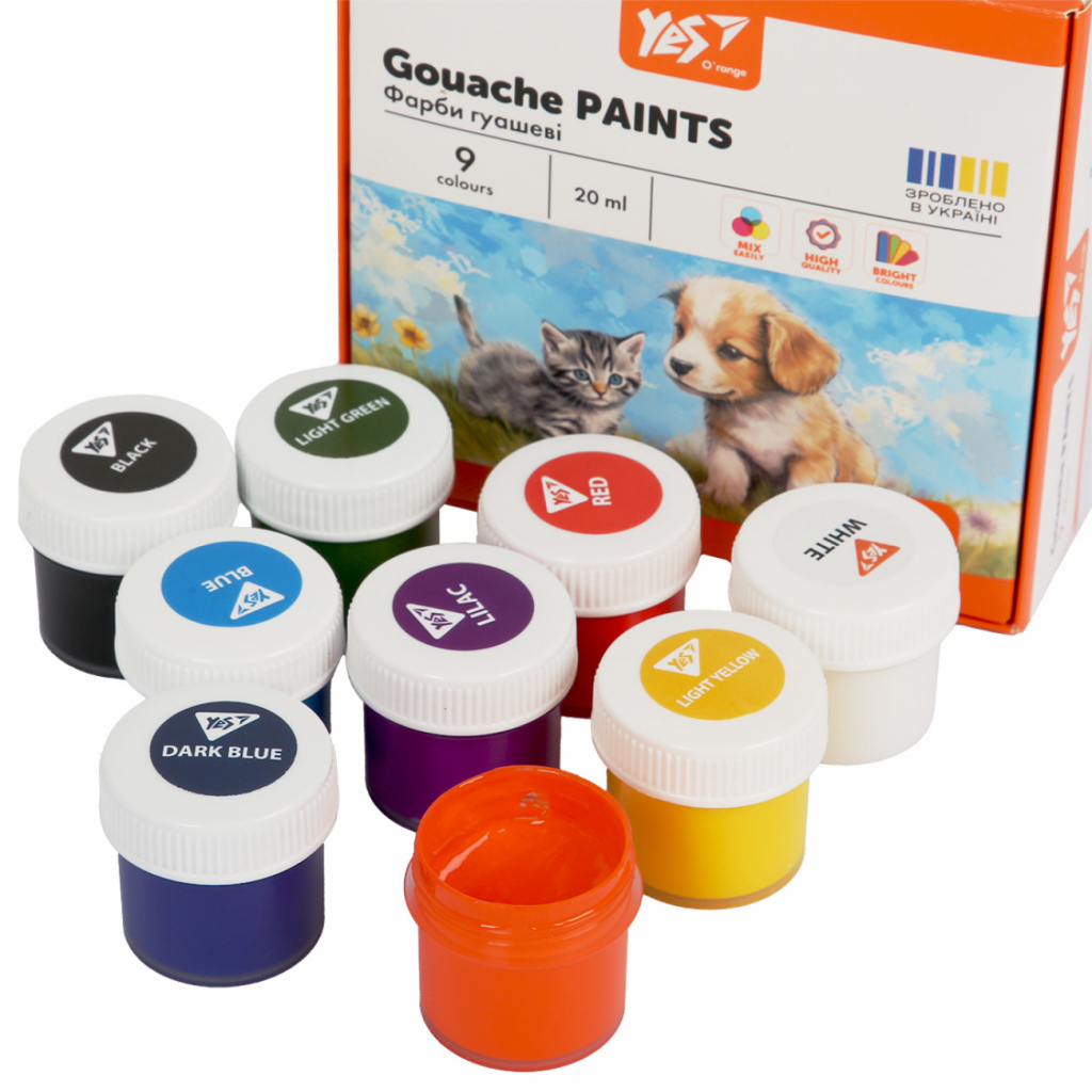 Гуашеві фарби Yes Orange Line 9 кольорів по 20 мл (230431) - изображение 3