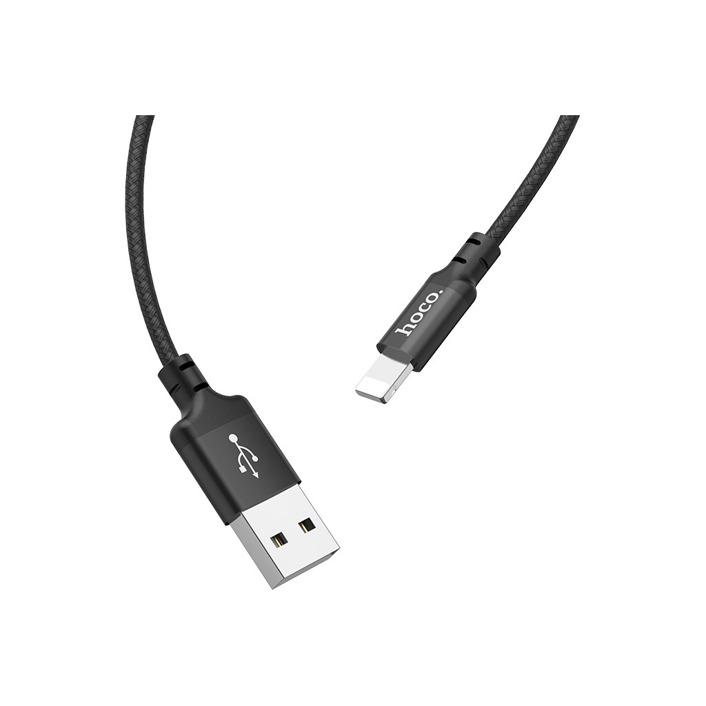 Дата кабель USB 2.0 AM to Lightning 1.0m 2A nylon X14 black HOCO (6957531062820) - зображення 4