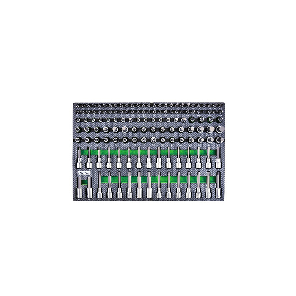 Набір біт Toptul впресованих у головку 1/4", 3/8", 1/2" 135шт. у ложементі (GED1351) - зображення 1