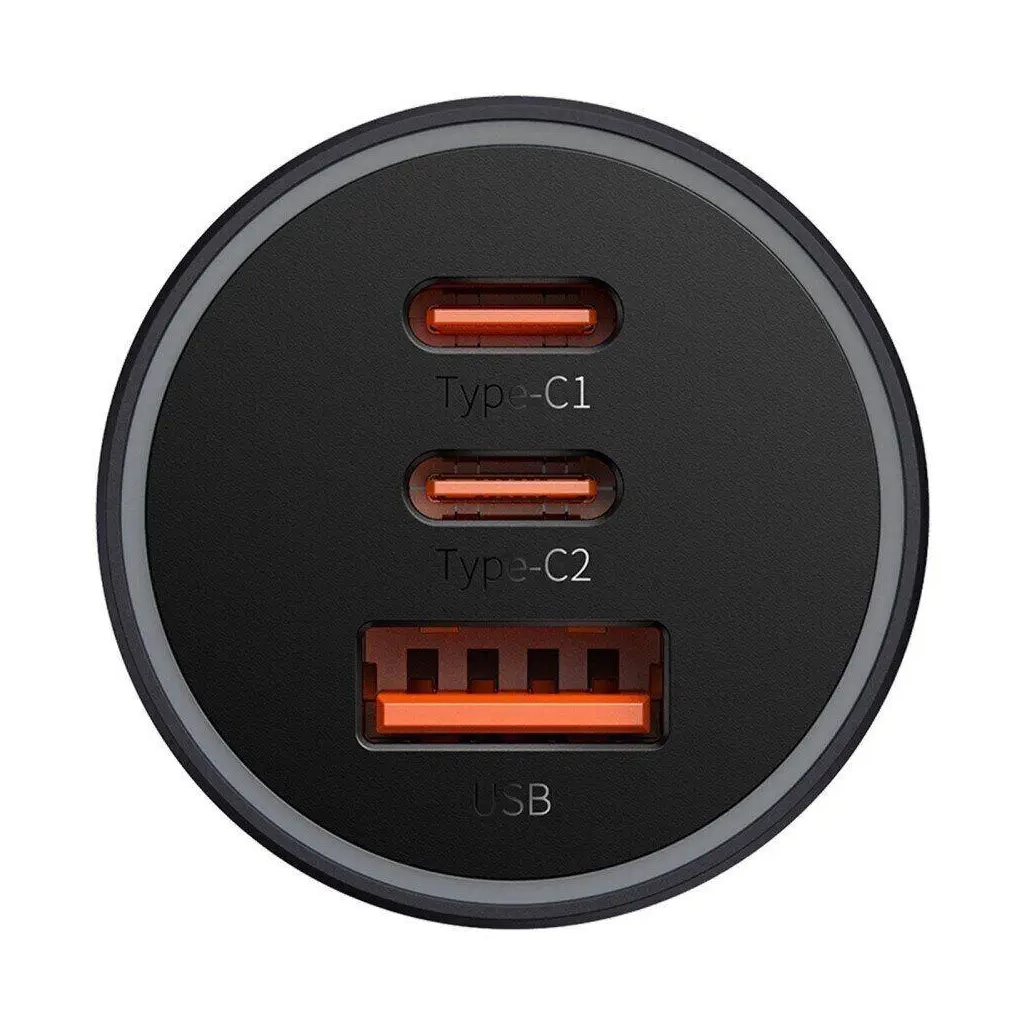 Зарядний пристрій Baseus 1xUSB + 2xUSB-C 65W Golden Contactor Pro dark gray (CGJP010013) - зображення 3