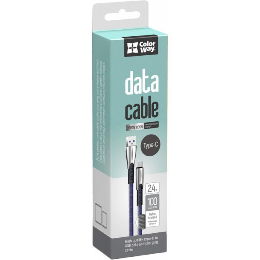 Дата кабель USB 2.0 AM to USB-C 1.0m zinc alloy blue ColorWay (CW-CBUC012-BL) - зображення 3