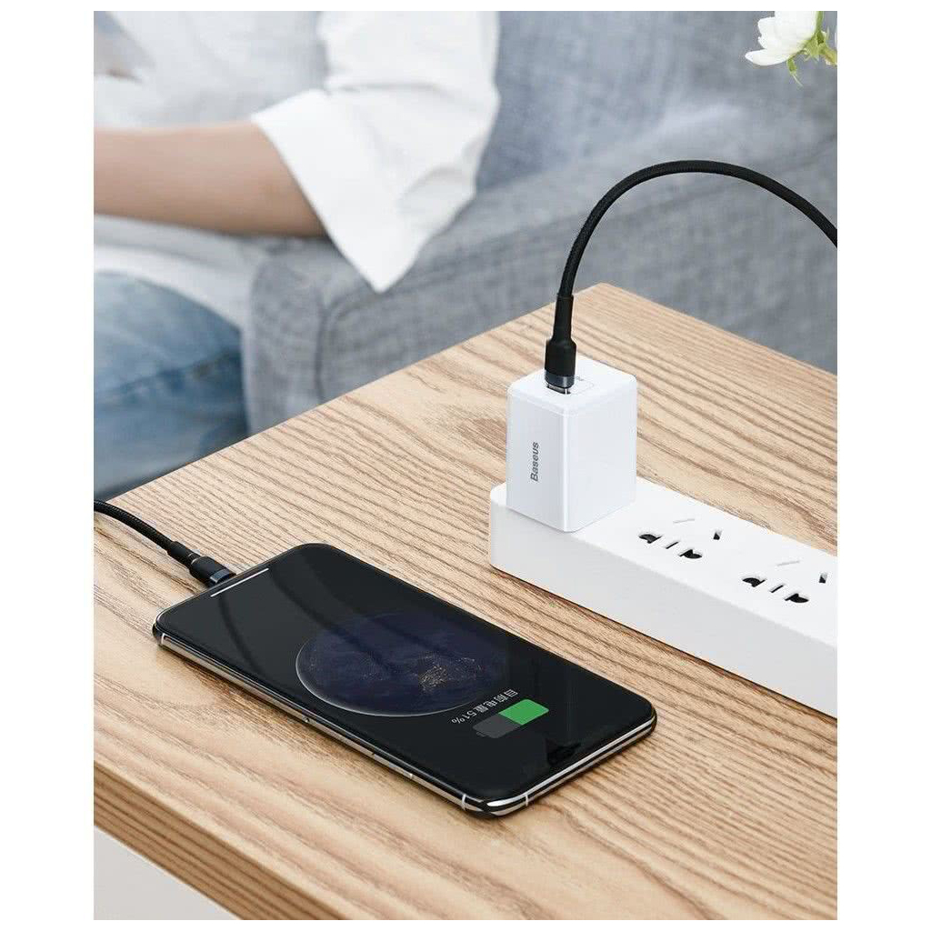 Дата кабель USB-C to Lightning 1.0m 18W 2.1A Cafule Black-Grey Baseus (CATLKLF-G1) - зображення 6