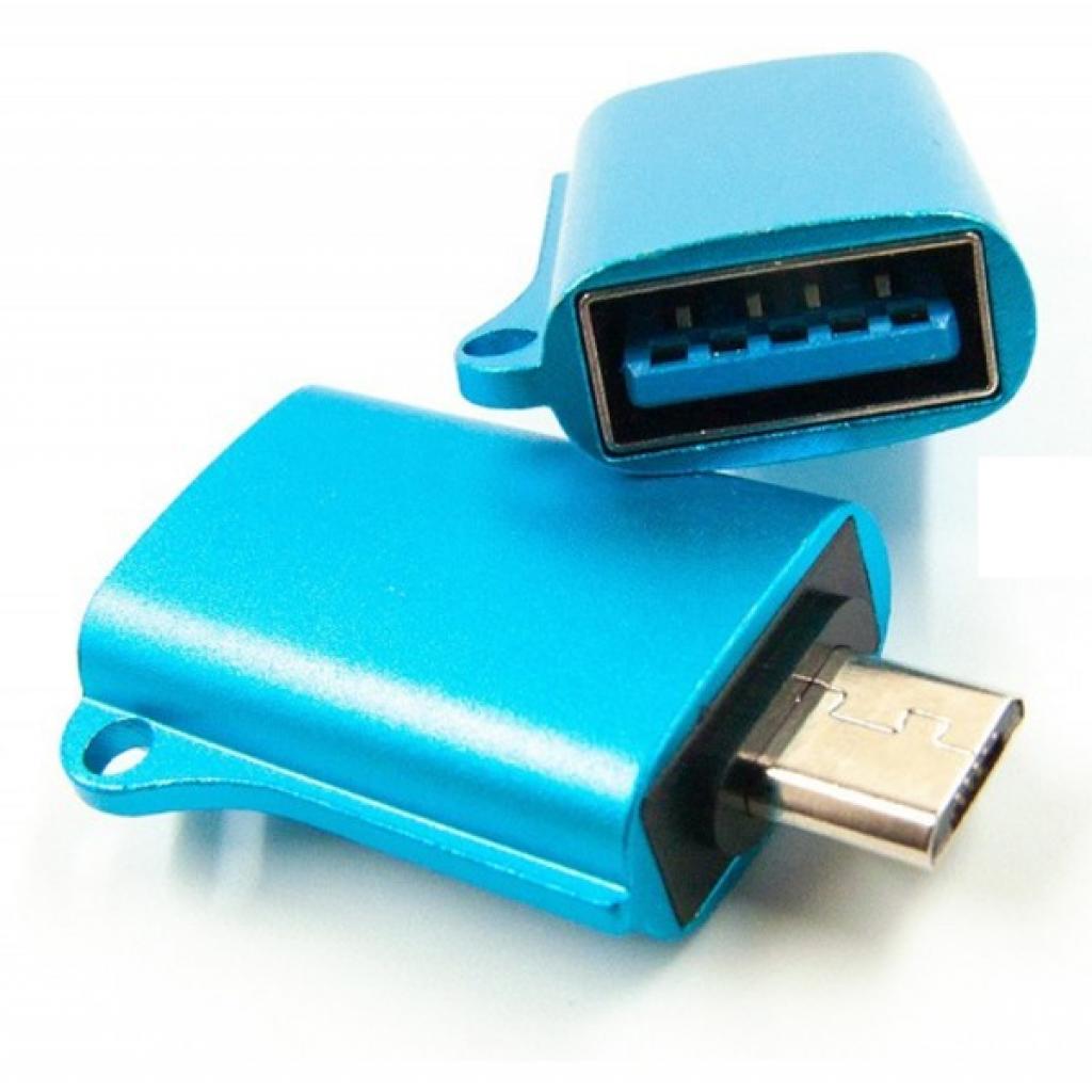Перехідник OTG USB 2.0 AF to Micro 5P blue Dengos (ADP-020) - зображення 2