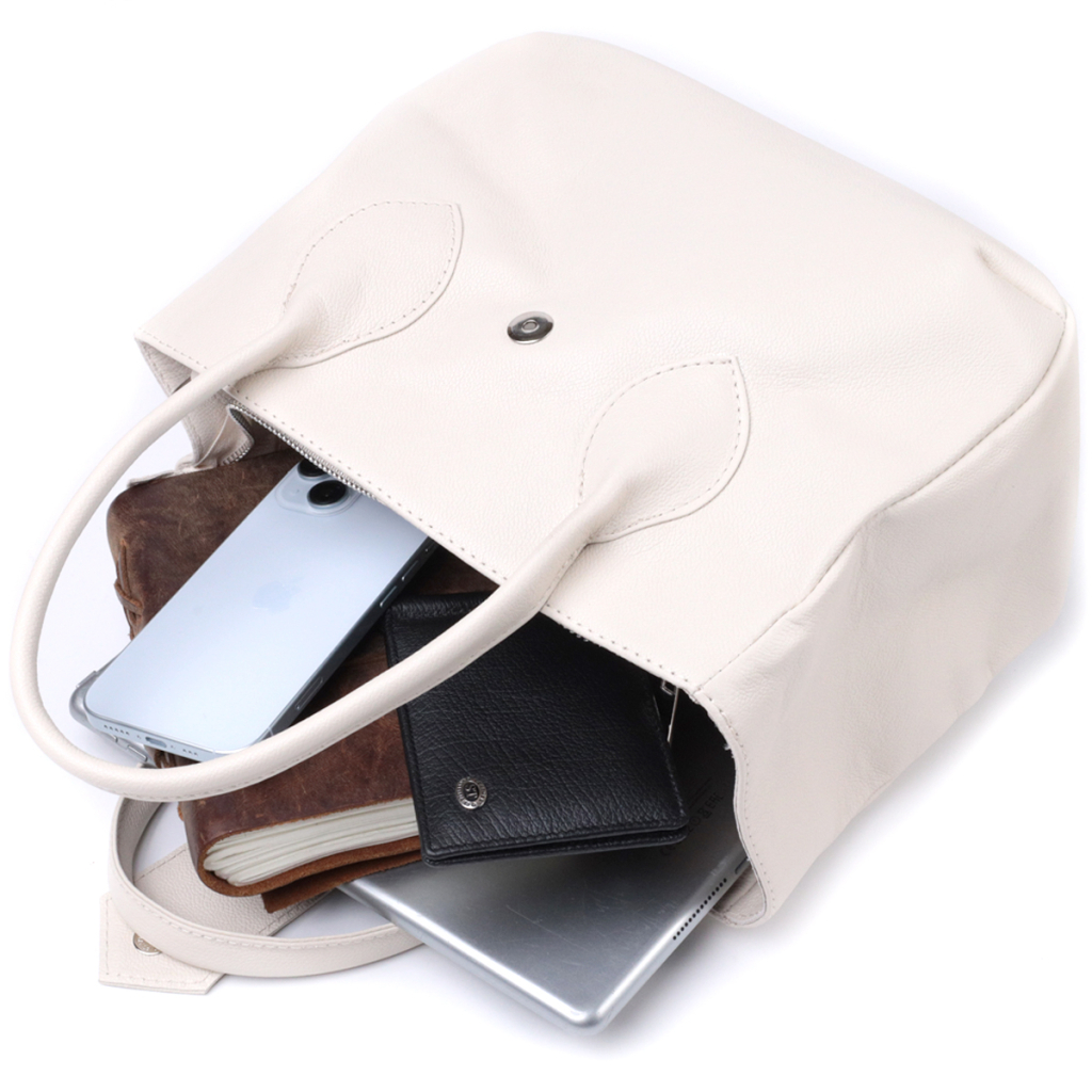 Сумка Shvigel З натуральної шкіри Бежева (22830) - зображення 9