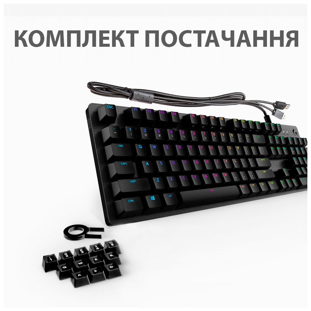Клавіатура Logitech G512 Lightsync RGB Mechanical GX Red USB UA Carbon (920-009370) - зображення 8