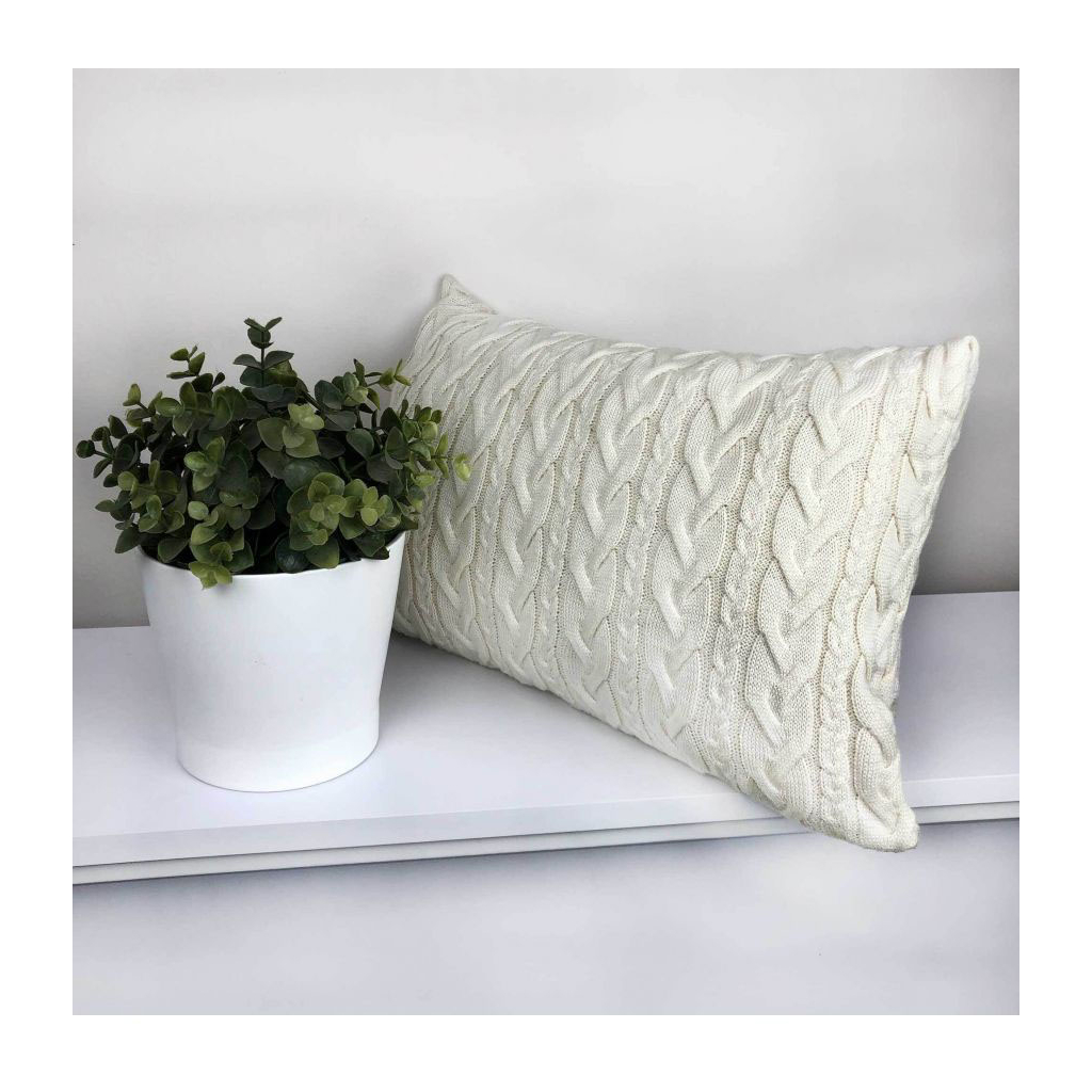 Подушка Прованс декоративна в'язана Коса молочна 30х45 (4823093436909) - зображення 3