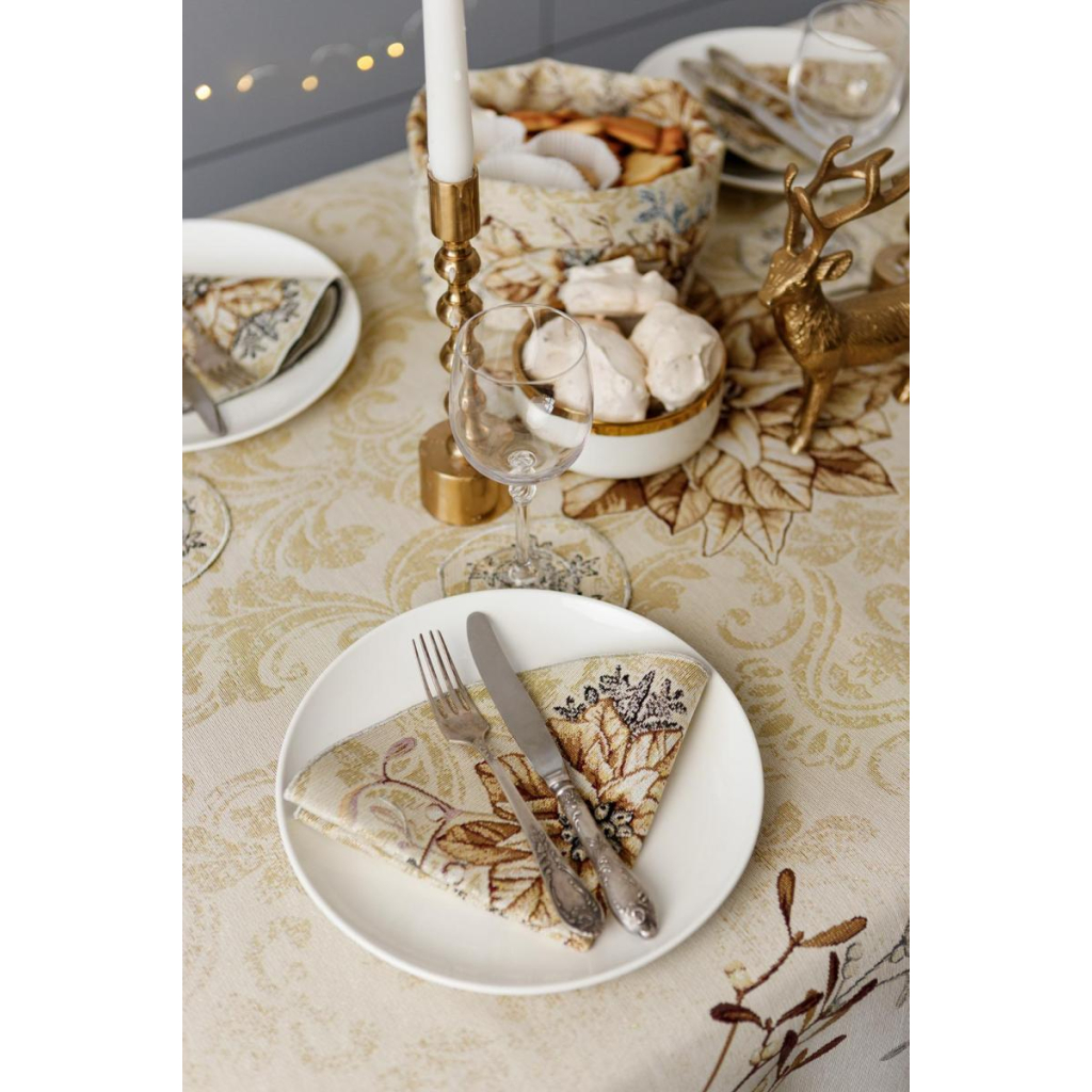 Скатертина Прованс гобеленова з велюром Золоте свято овал 135х240 см (037392) - зображення 5