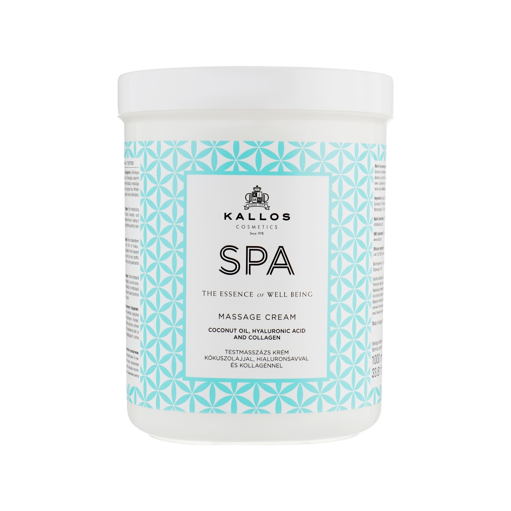Крем для тіла Kallos Cosmetics SPA Massage Cream Для масажу з кокосовою олією, гіалуроновою кислотою і колагеном 1000 мл (5998889514891) - зображення 1