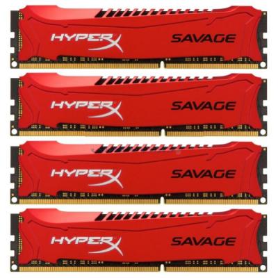 Модуль пам'яті для комп'ютера DDR3 32GB (4x8GB) 2133 MHz Savage Red Kingston Fury (ex.HyperX) (HX321C11SRK4/32) - зображення 1