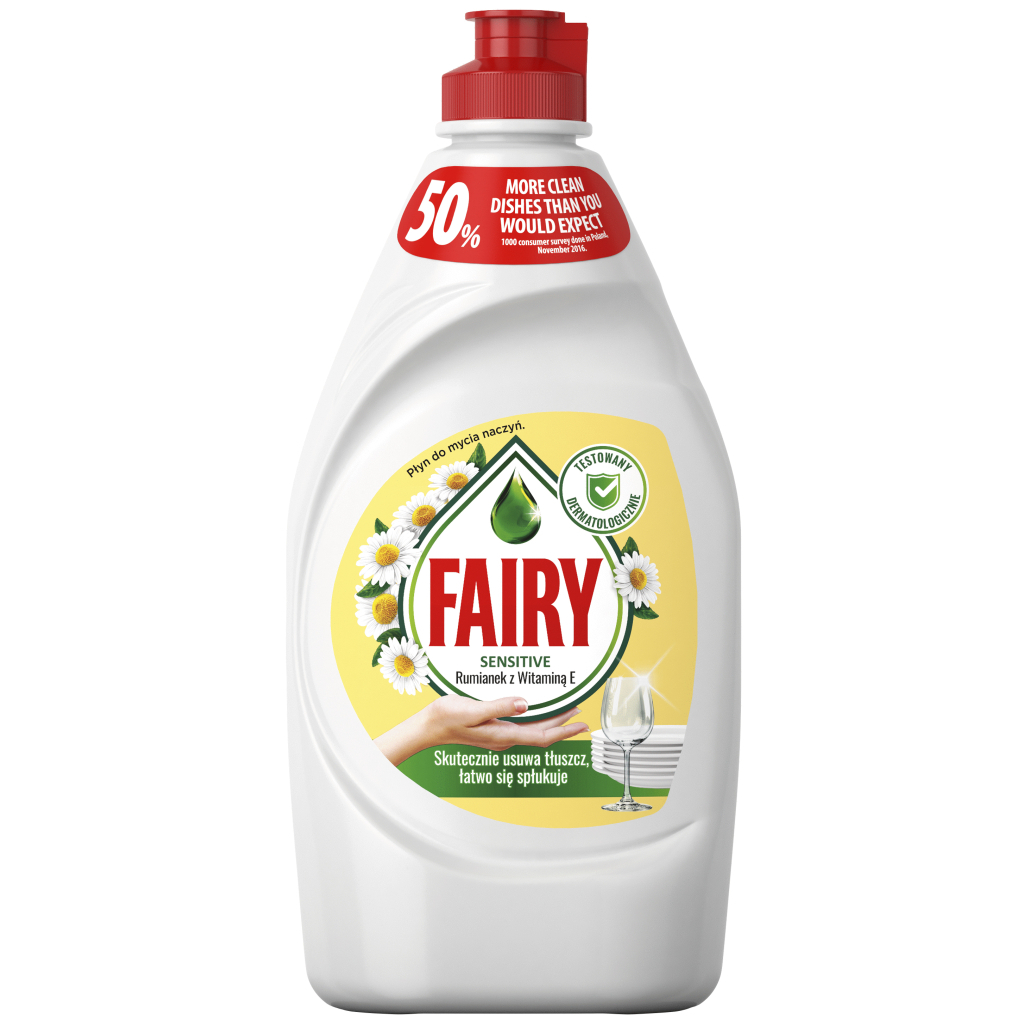 Засіб для ручного миття посуду Fairy Ніжні руки Ромашка і Вітамін Е 450 мл (4015400956303) - зображення 1