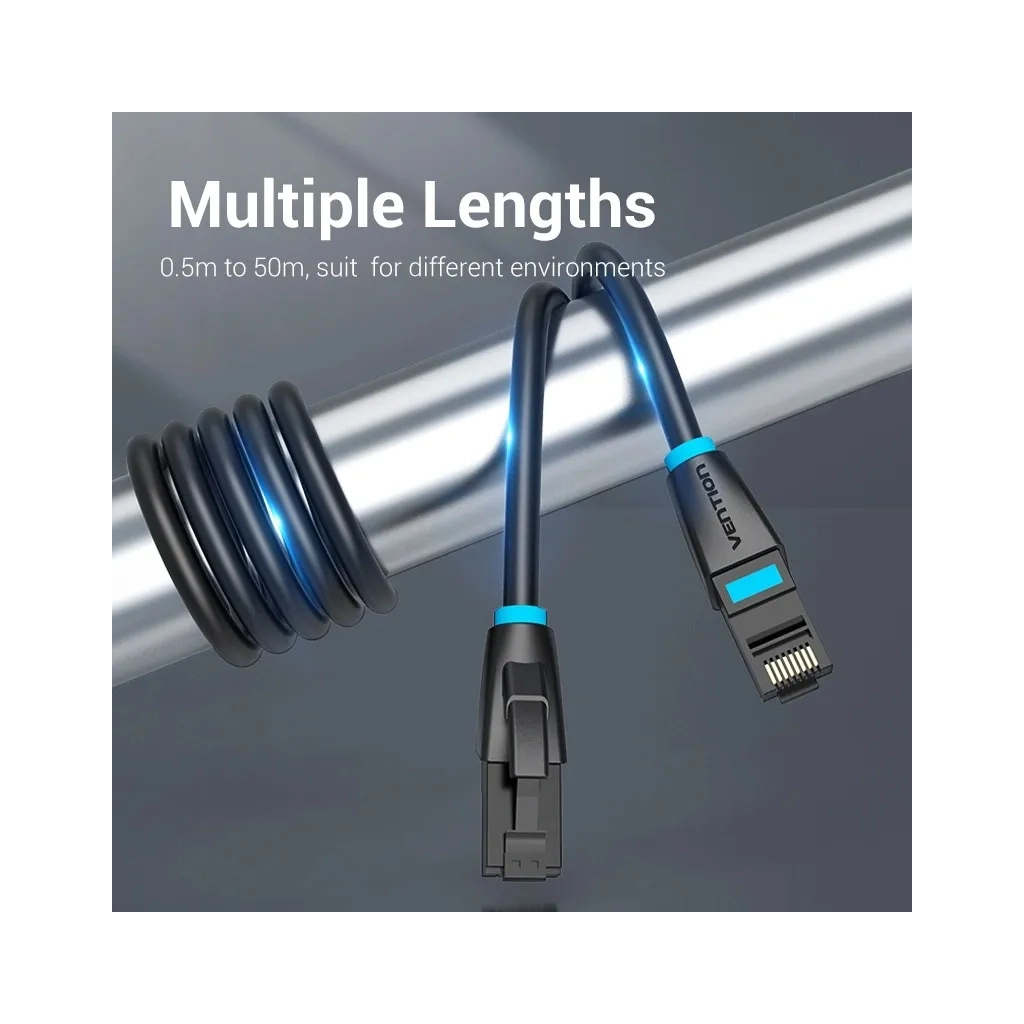 Патч-корд 1м, UTP cat 7 RJ-45 black Vention (IBKBF) - зображення 3